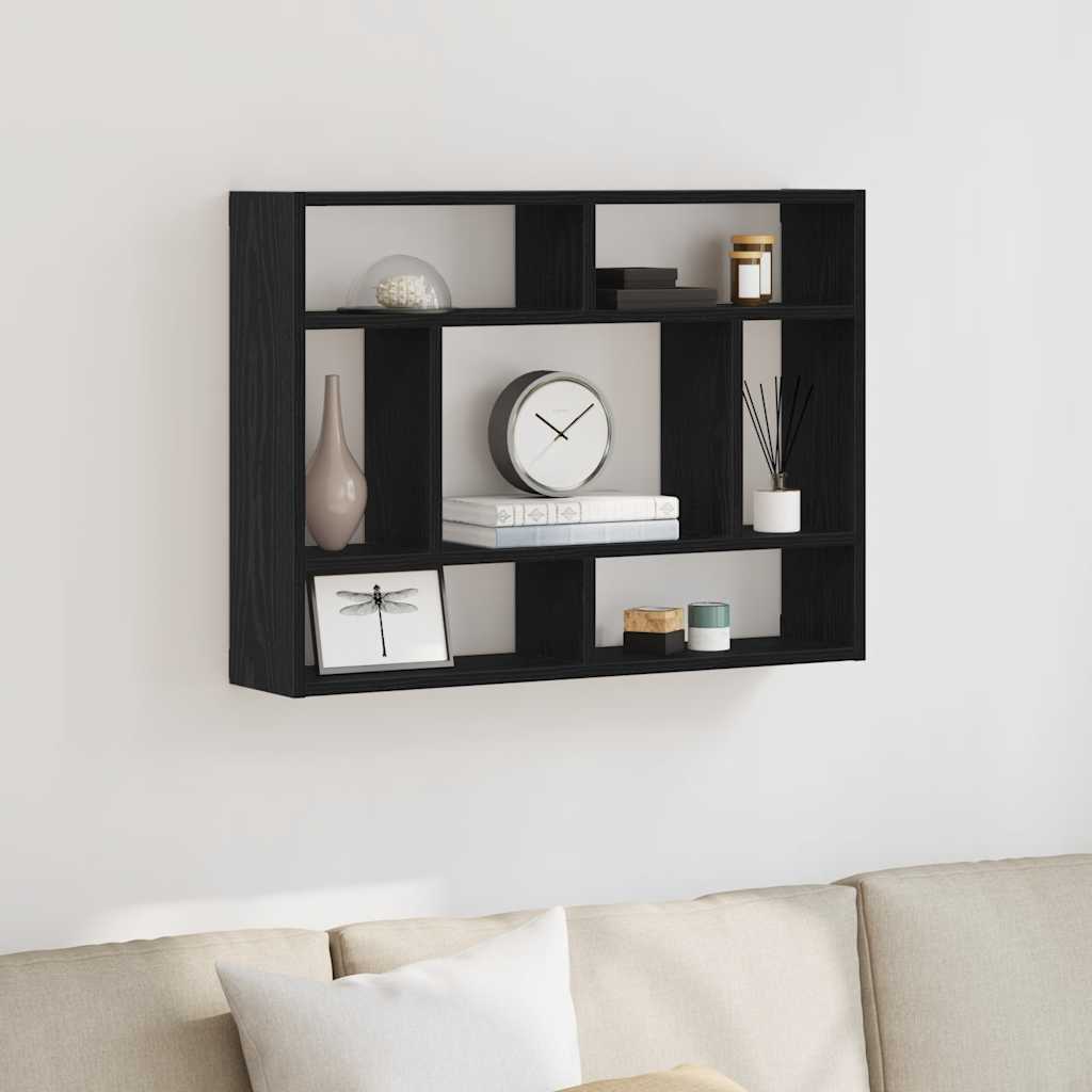 Wandplank Zwart Eiken 75x16x55 cm Bewerkt Hout is nu te koop bij PeponiXL, paradijselijk wonen!