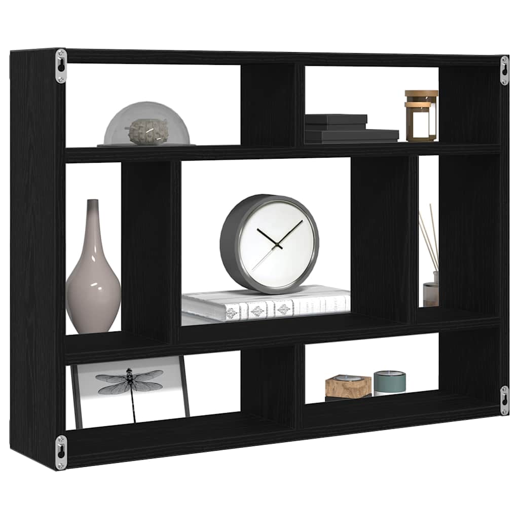 Wandplank Zwart Eiken 75x16x55 cm Bewerkt Hout is nu te koop bij PeponiXL, paradijselijk wonen!