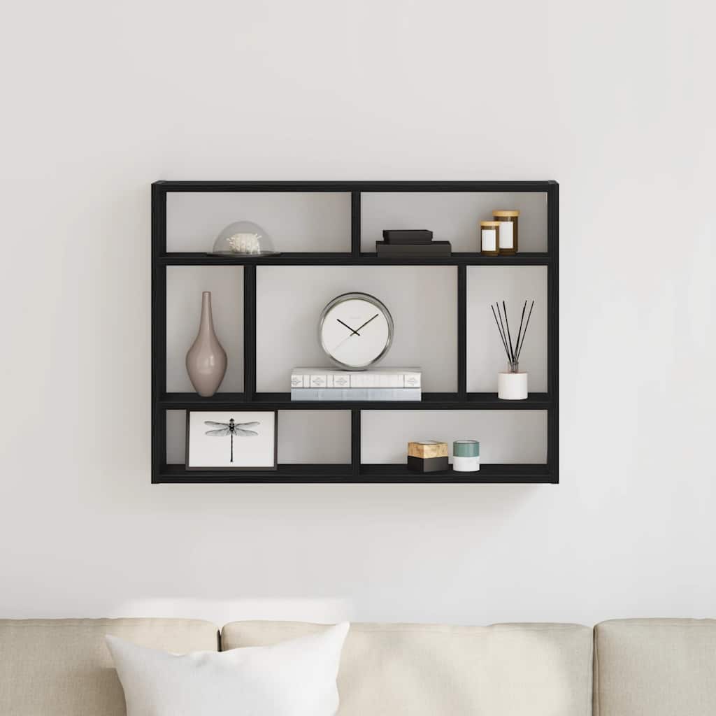 Wandplank Zwart Eiken 75x16x55 cm Bewerkt Hout is nu te koop bij PeponiXL, paradijselijk wonen!
