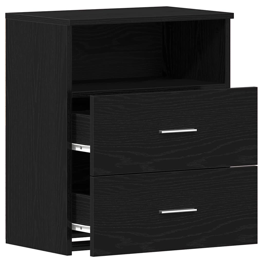 Nachtkastje met lade Zwart Eiken 50 x 32 x 60cm Bewerkt hout is nu te koop bij PeponiXL, paradijselijk wonen!
