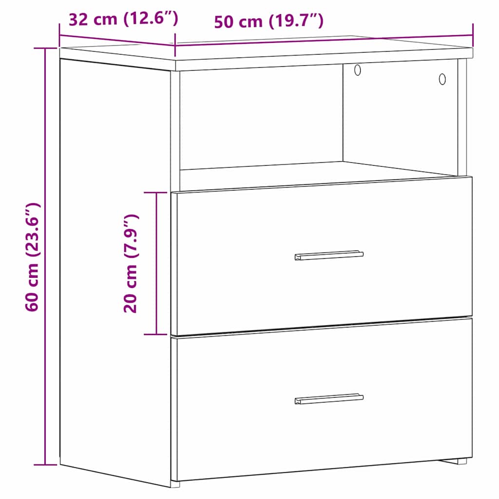 Nachtkastje met lade Zwart Eiken 50 x 32 x 60cm Bewerkt hout is nu te koop bij PeponiXL, paradijselijk wonen!