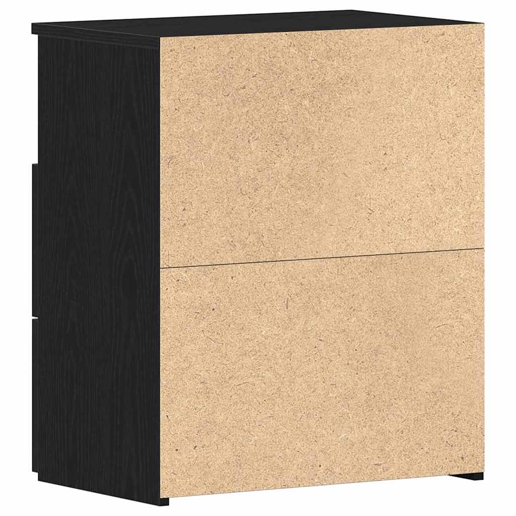 Nachtkastje 2 pcs Zwart Eiken 50 x 32 x 60cm Bewerkt hout is nu te koop bij PeponiXL, paradijselijk wonen!