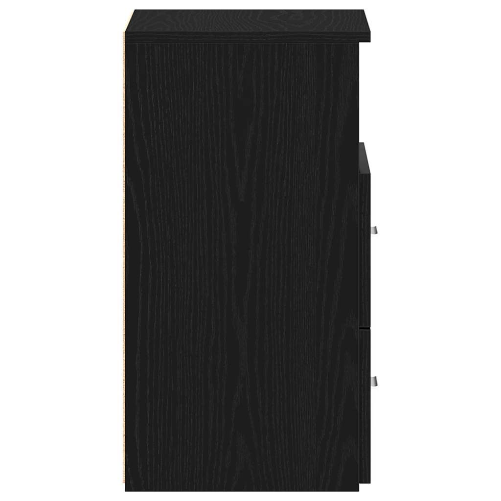 Nachtkastje 2 pcs Zwart Eiken 50 x 32 x 60cm Bewerkt hout is nu te koop bij PeponiXL, paradijselijk wonen!