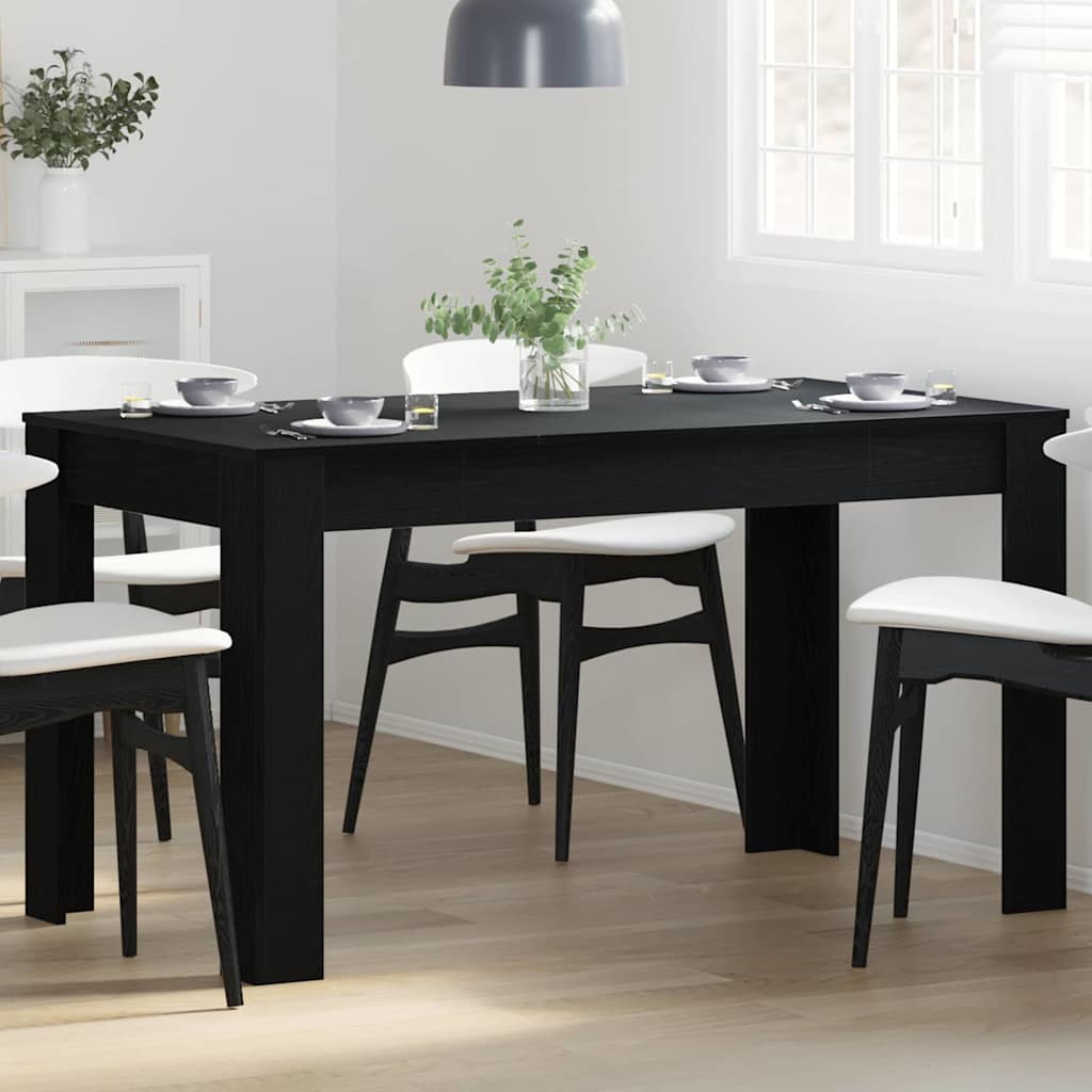 Eettafel Zwart eiken 140 x 74,5 x 76 cm Bewerkt hout is nu te koop bij PeponiXL, paradijselijk wonen!