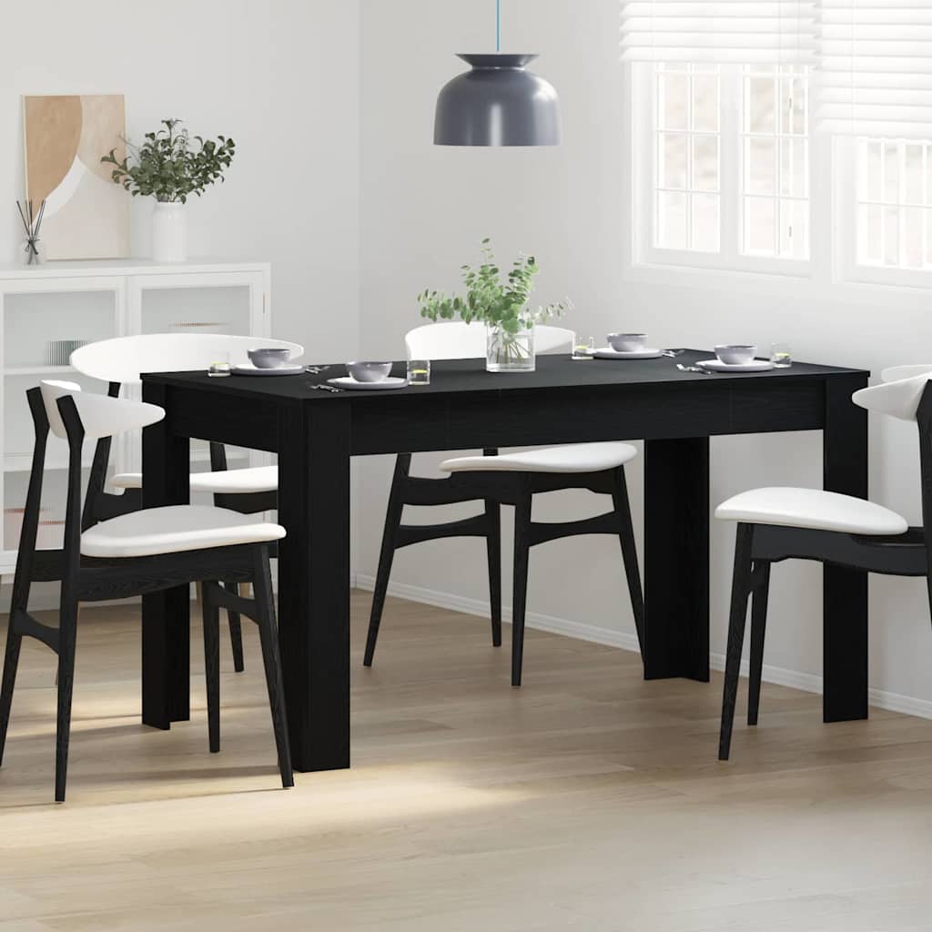 Eettafel Zwart eiken 140 x 74,5 x 76 cm Bewerkt hout is nu te koop bij PeponiXL, paradijselijk wonen!
