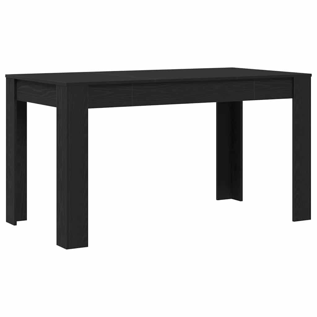 Eettafel Zwart eiken 140 x 74,5 x 76 cm Bewerkt hout is nu te koop bij PeponiXL, paradijselijk wonen!