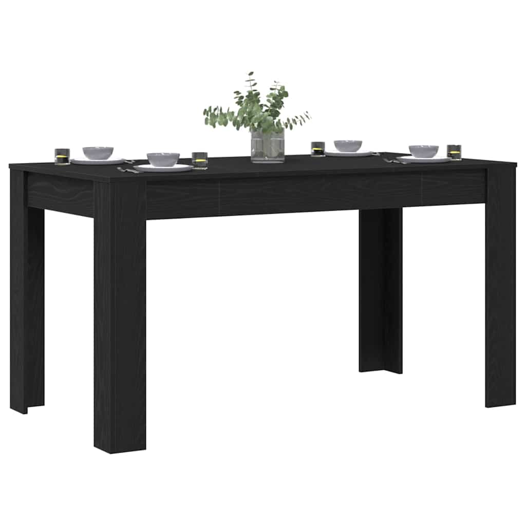 Eettafel Zwart eiken 140 x 74,5 x 76 cm Bewerkt hout is nu te koop bij PeponiXL, paradijselijk wonen!