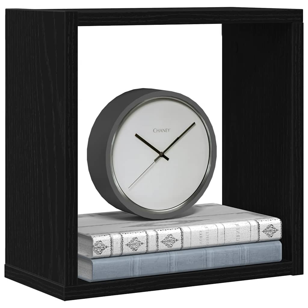 Wandschappen kubus 2 st 30x15x30 cm bewerkt hout zwart eiken is nu te koop bij PeponiXL, paradijselijk wonen!