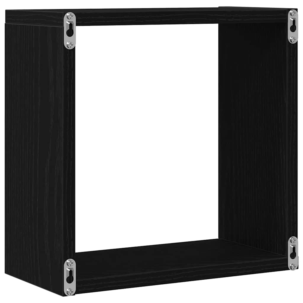 Wandschappen kubus 6 st 30x15x30 cm bewerkt hout zwart eiken is nu te koop bij PeponiXL, paradijselijk wonen!