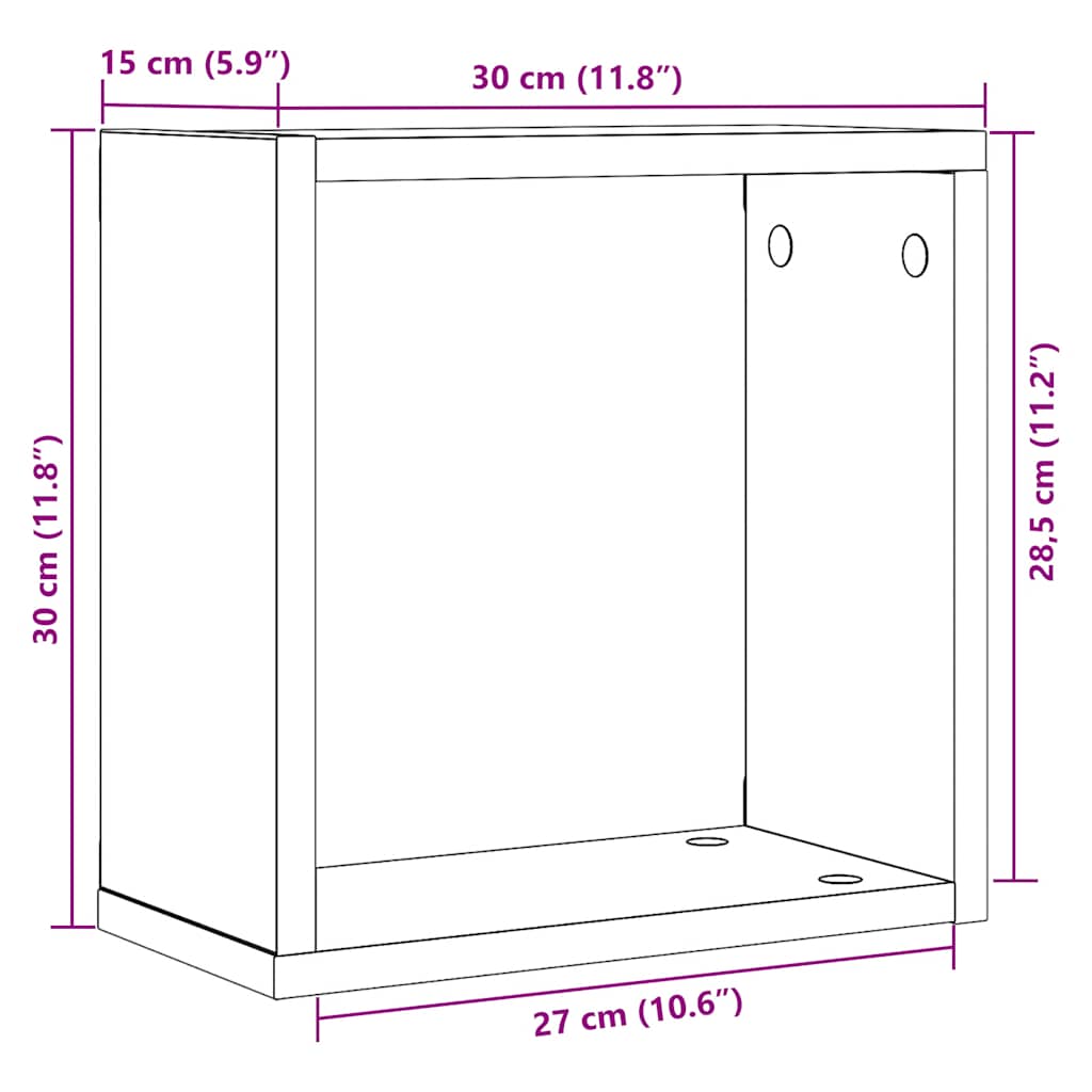 Wandschappen kubus 6 st 30x15x30 cm bewerkt hout zwart eiken is nu te koop bij PeponiXL, paradijselijk wonen!