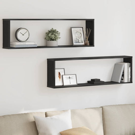Wandrekken Kubusvormig 2 st 100x15x30 cm spaanplaat zwart is nu te koop bij PeponiXL, paradijselijk wonen!