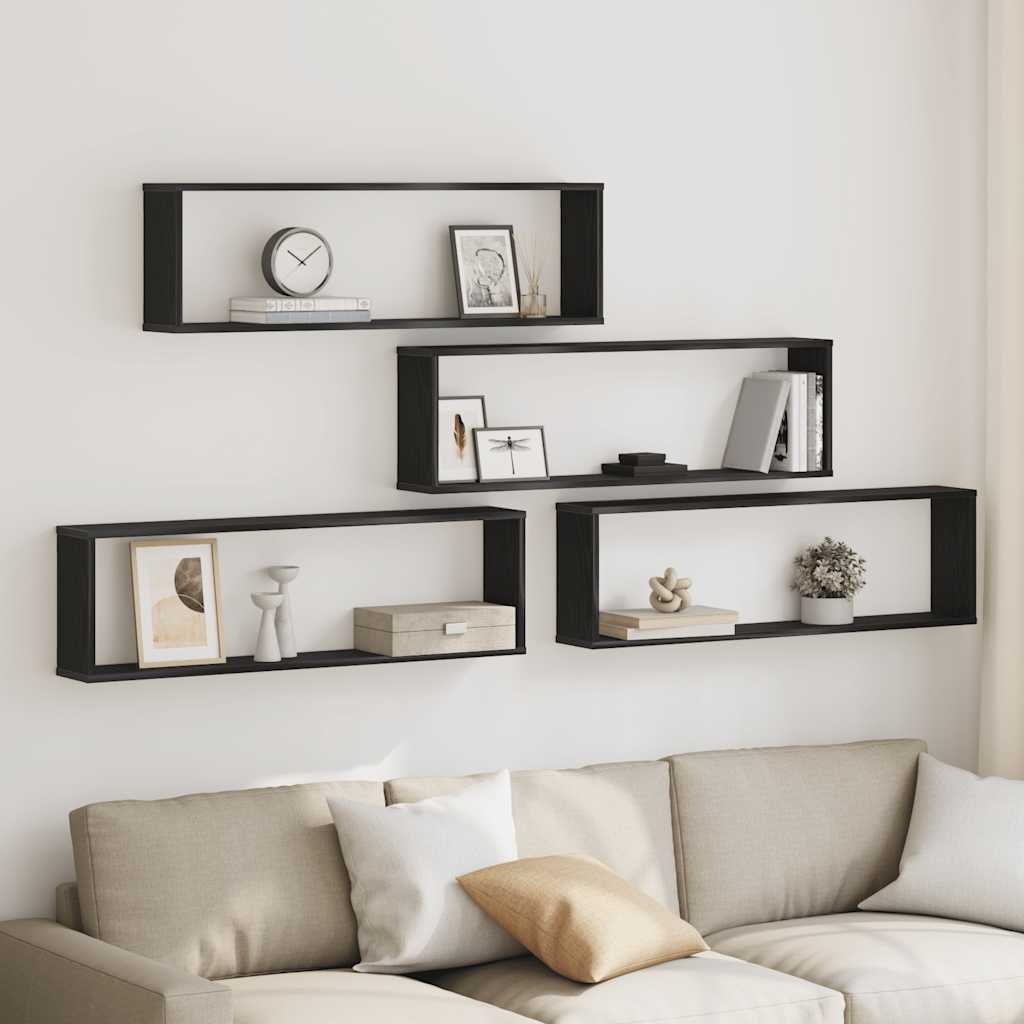 Wandrekken Kubusvormige 4 st 100x15x30 cm spaanplaat zwart is nu te koop bij PeponiXL, paradijselijk wonen!