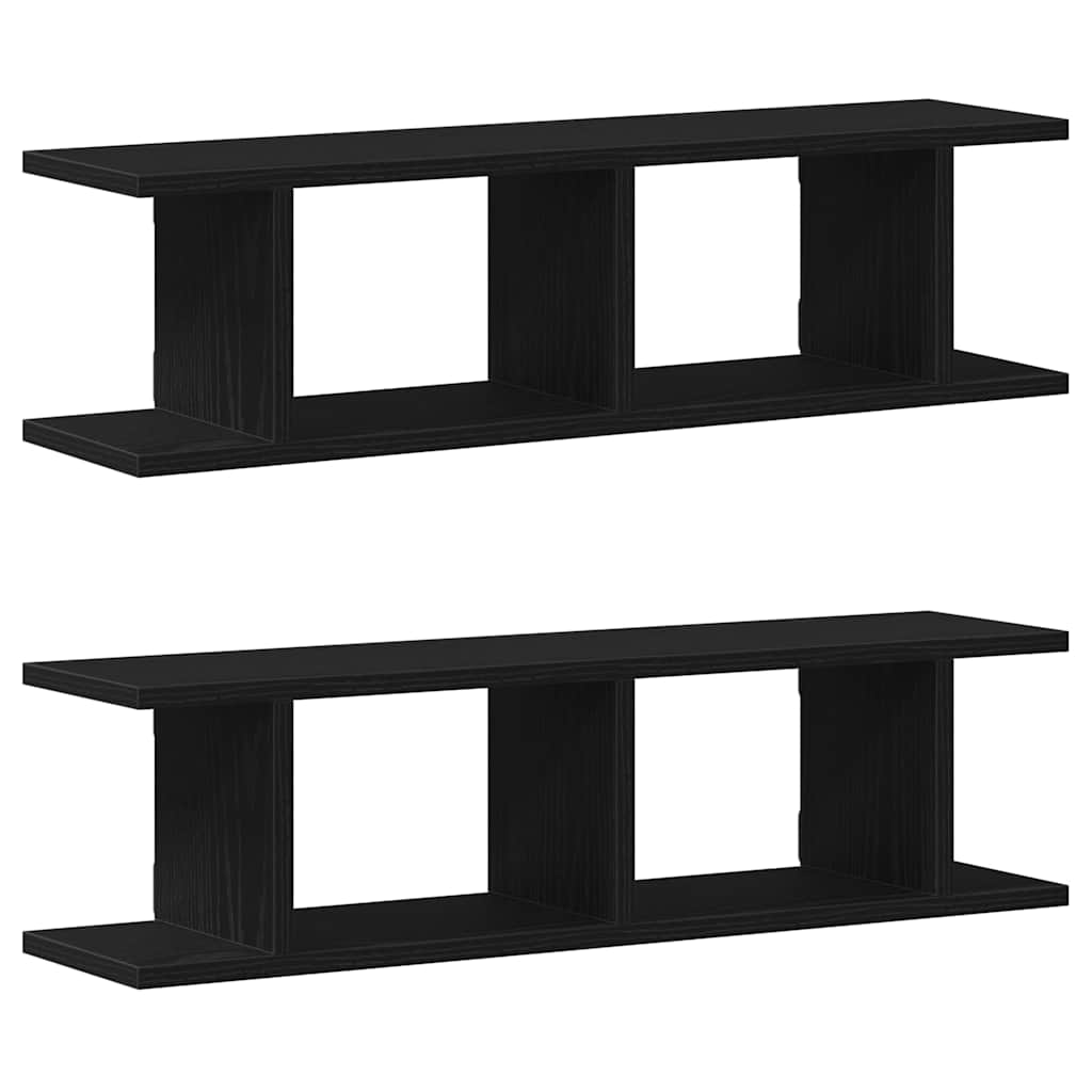 Wandplanken 2 st 75x18x20 cm spaanplaat zwart eikenkleurig is nu te koop bij PeponiXL, paradijselijk wonen!