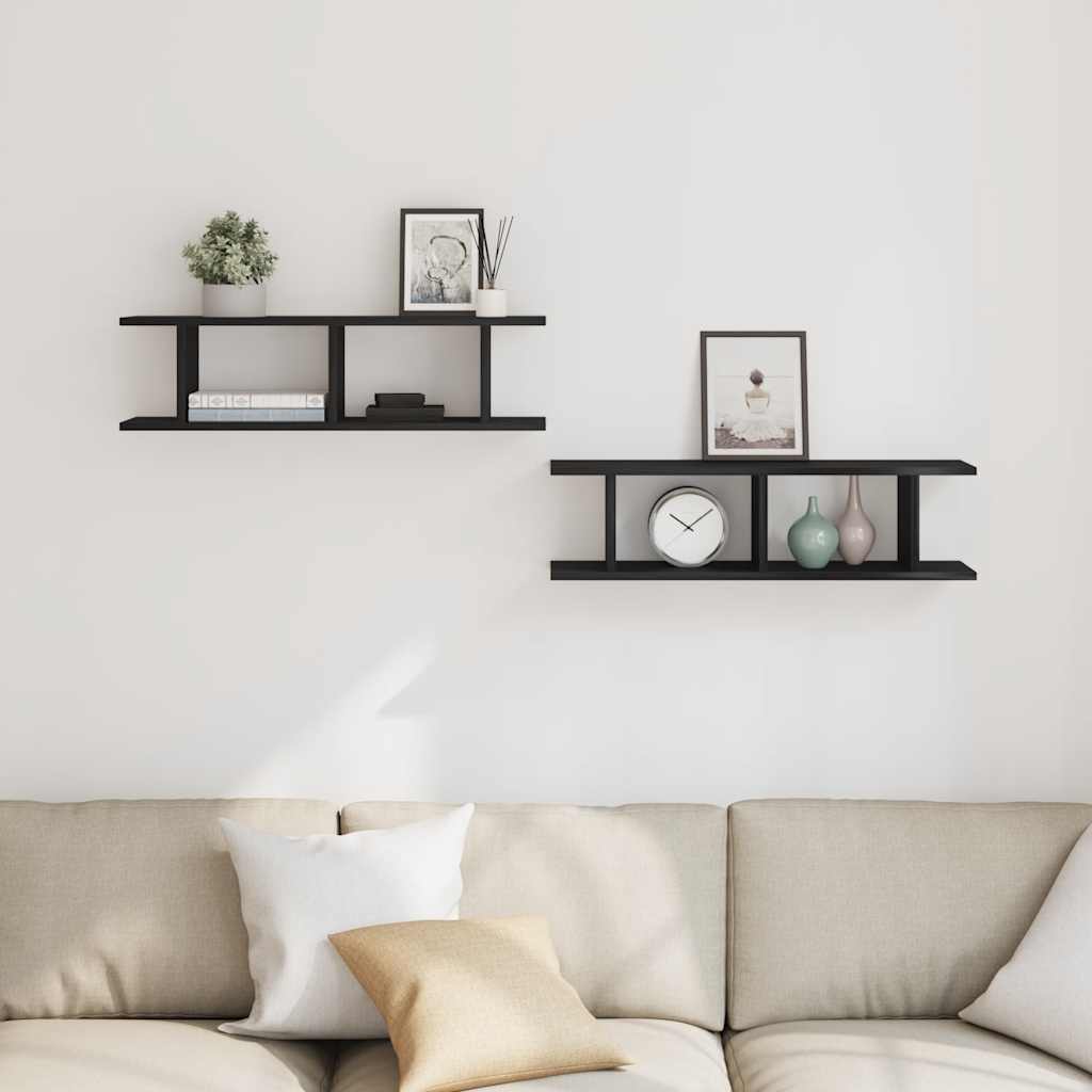Wandplanken 2 st 75x18x20 cm spaanplaat zwart eikenkleurig is nu te koop bij PeponiXL, paradijselijk wonen!