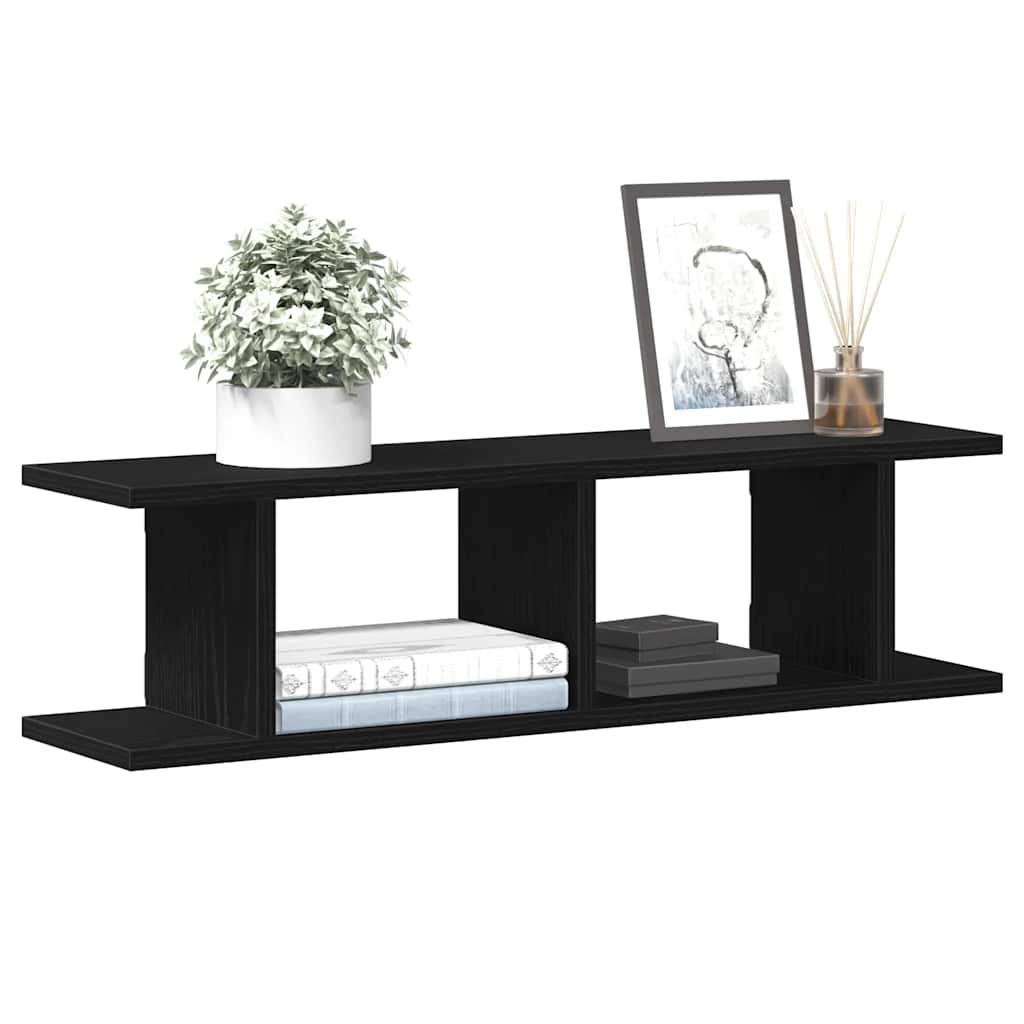 Wandplanken 2 st 75x18x20 cm spaanplaat zwart eikenkleurig is nu te koop bij PeponiXL, paradijselijk wonen!