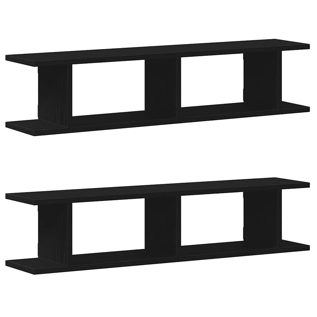 Wandplanken 2 st 90x18x20 cm spaanplaat zwart eikenkleurig is nu te koop bij PeponiXL, paradijselijk wonen!