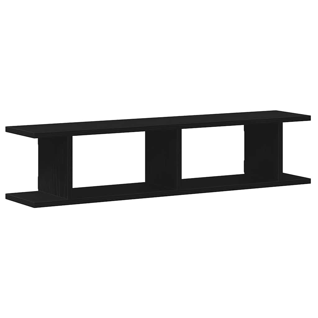 Wandplanken 2 st 90x18x20 cm spaanplaat zwart eikenkleurig is nu te koop bij PeponiXL, paradijselijk wonen!