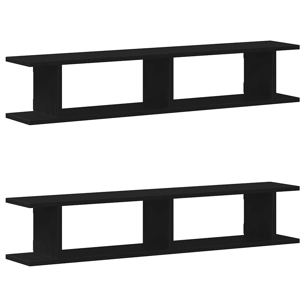 Wandplanken 2 st 105x18x20 cm spaanplaat zwart eikenkleurig is nu te koop bij PeponiXL, paradijselijk wonen!