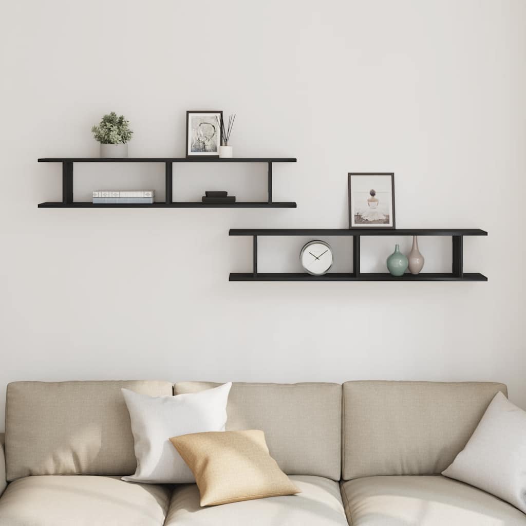 Wandplanken 2 st 105x18x20 cm spaanplaat zwart eikenkleurig is nu te koop bij PeponiXL, paradijselijk wonen!