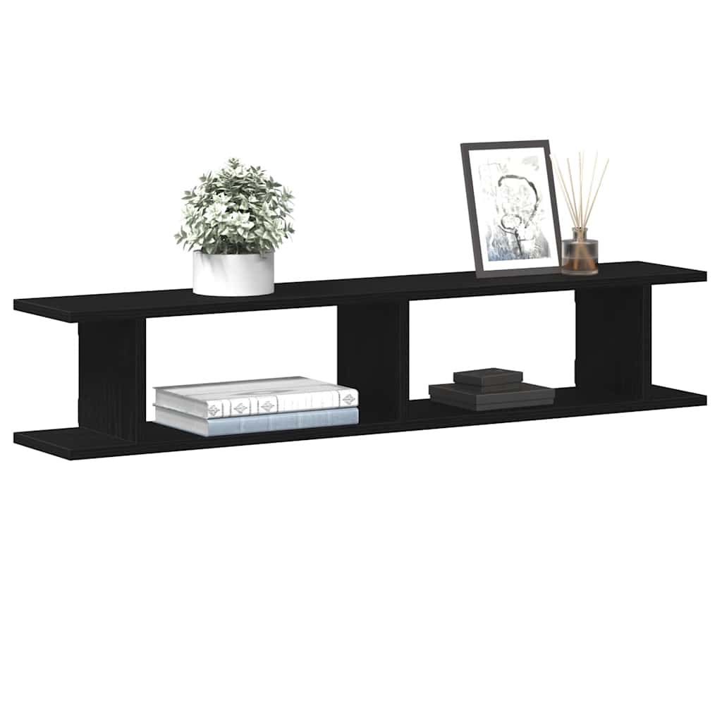 Wandplanken 2 st 105x18x20 cm spaanplaat zwart eikenkleurig is nu te koop bij PeponiXL, paradijselijk wonen!