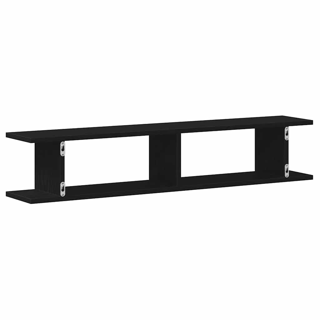 Wandplanken 2 st 105x18x20 cm spaanplaat zwart eikenkleurig is nu te koop bij PeponiXL, paradijselijk wonen!