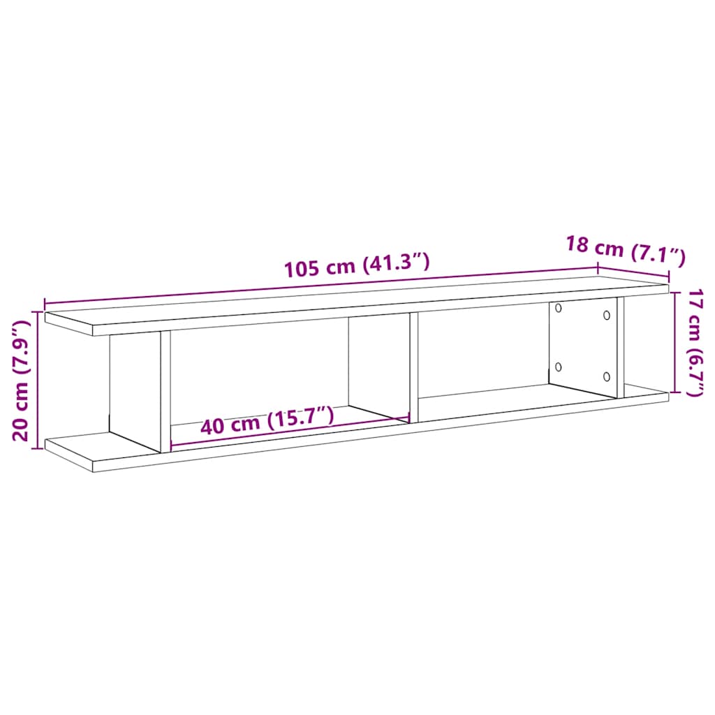 Wandplanken 2 st 105x18x20 cm spaanplaat zwart eikenkleurig is nu te koop bij PeponiXL, paradijselijk wonen!