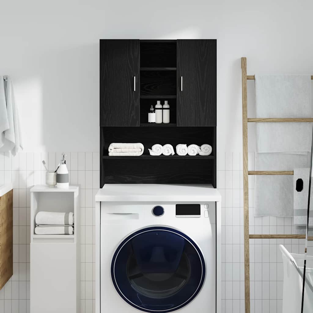 Wasmachinekast 70,5x25,5x90 cm zwart eikenkleurig is nu te koop bij PeponiXL, paradijselijk wonen!