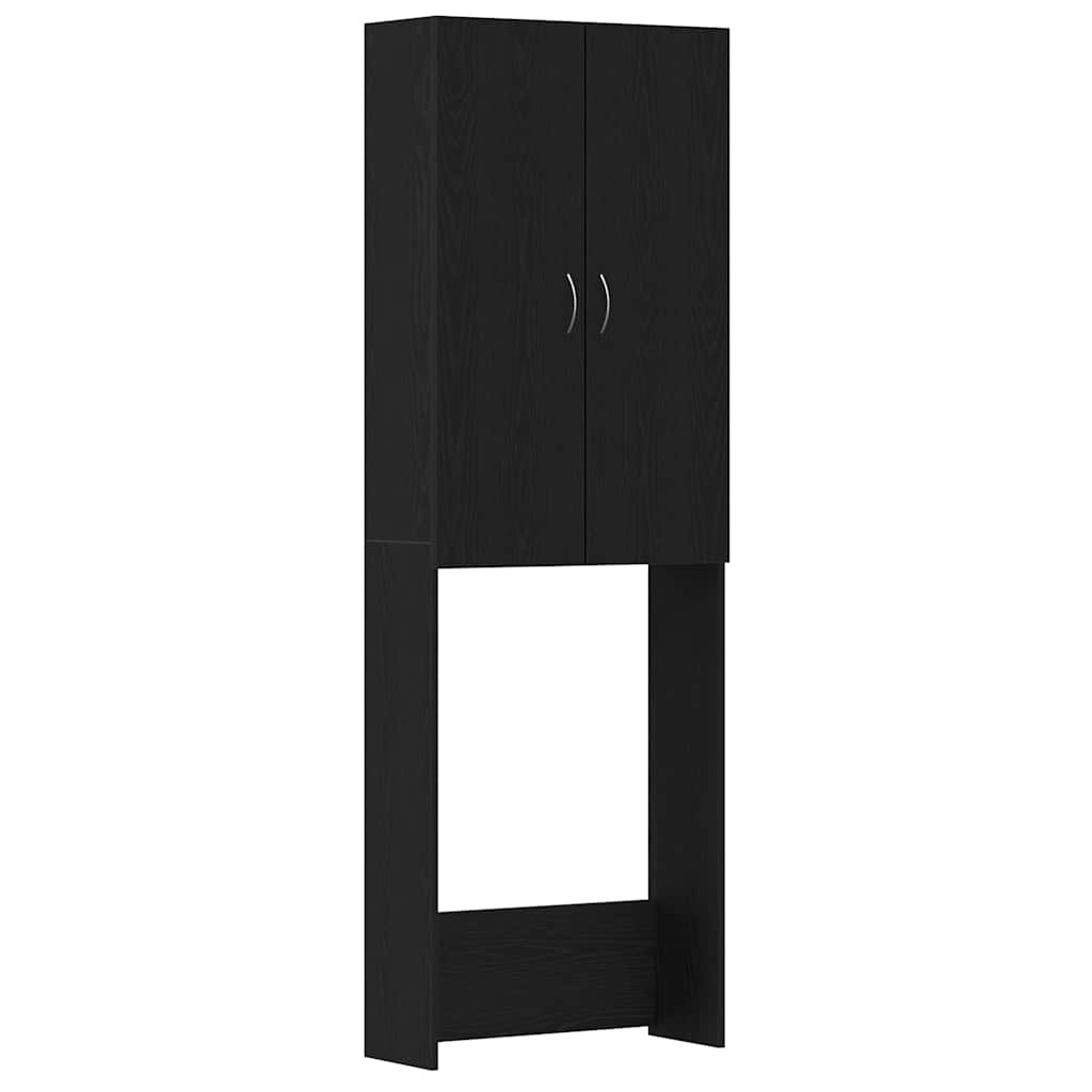 Wasmachinekast 64x25,5x190 cm zwart eikenkleur is nu te koop bij PeponiXL, paradijselijk wonen!