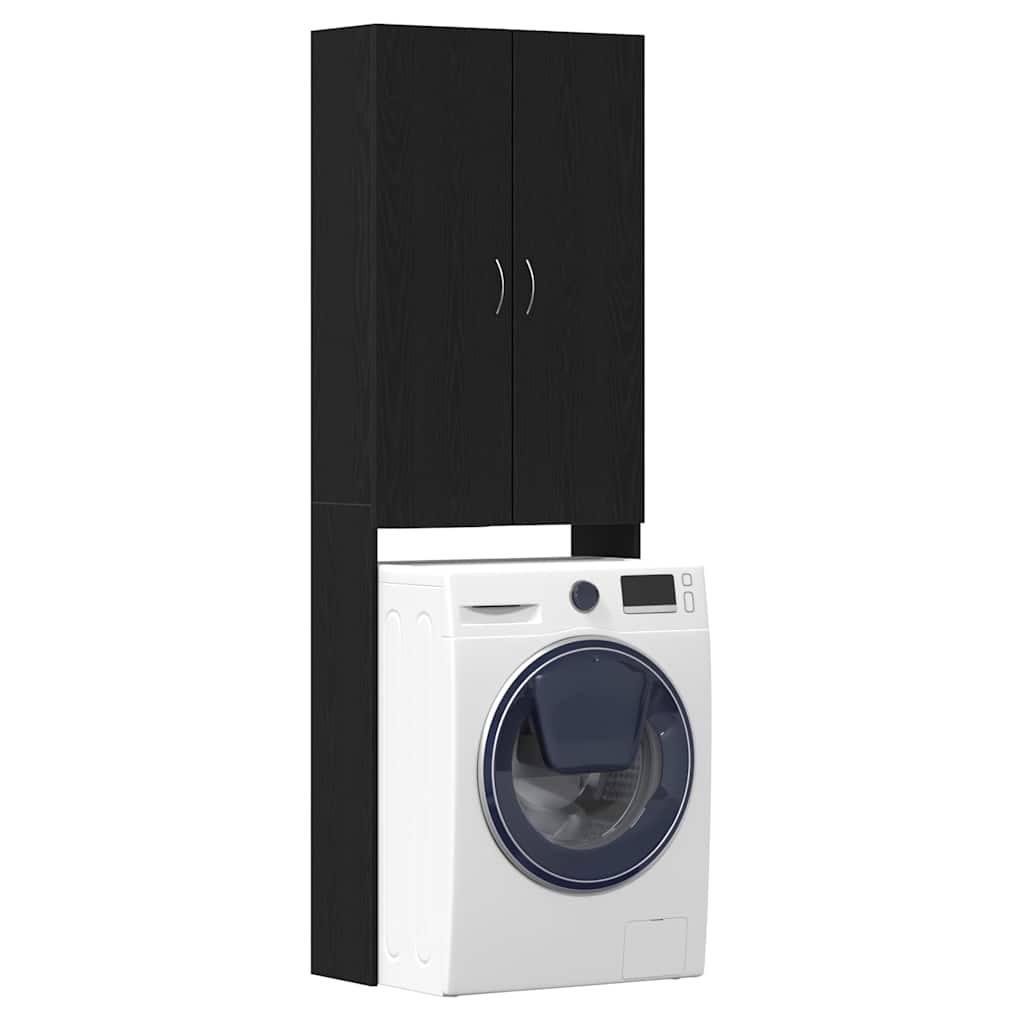 Wasmachinekast 64x25,5x190 cm zwart eikenkleur is nu te koop bij PeponiXL, paradijselijk wonen!