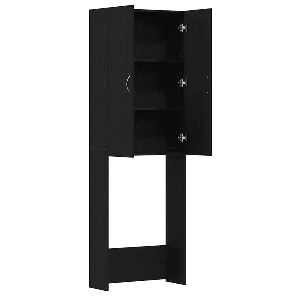 Wasmachinekast 64x25,5x190 cm zwart eikenkleur is nu te koop bij PeponiXL, paradijselijk wonen!