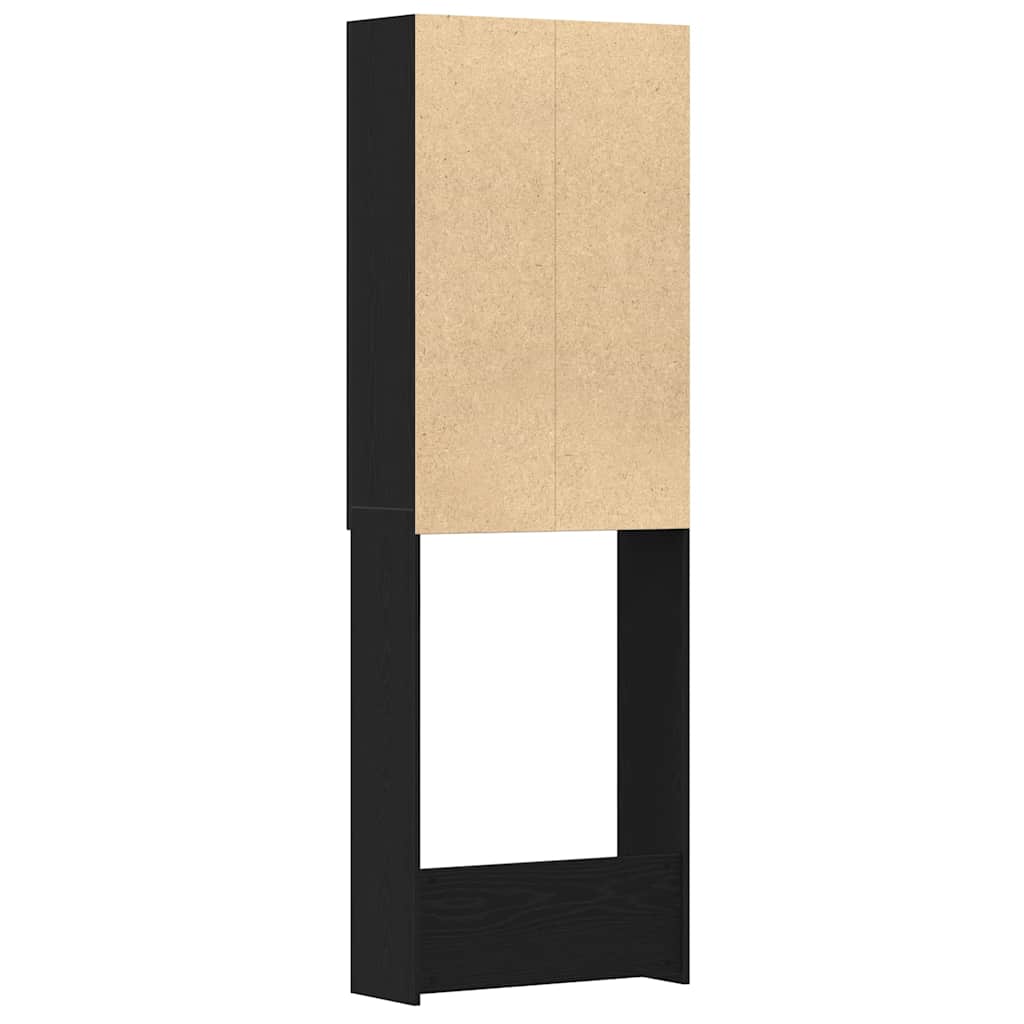 Wasmachinekast 64x25,5x190 cm zwart eikenkleur is nu te koop bij PeponiXL, paradijselijk wonen!