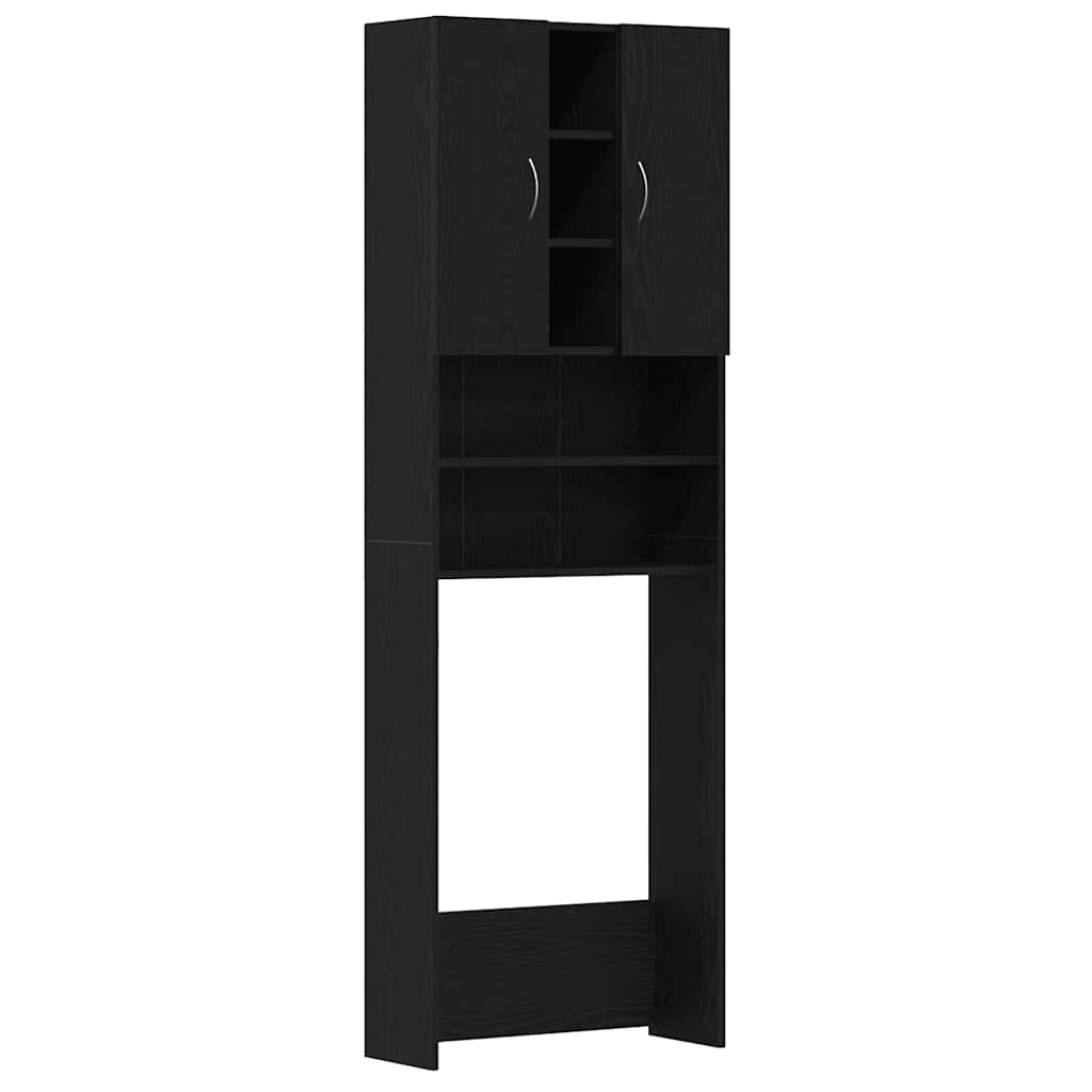 Wasmachinekast 64x25,5x190 cm zwart eikenkleur is nu te koop bij PeponiXL, paradijselijk wonen!