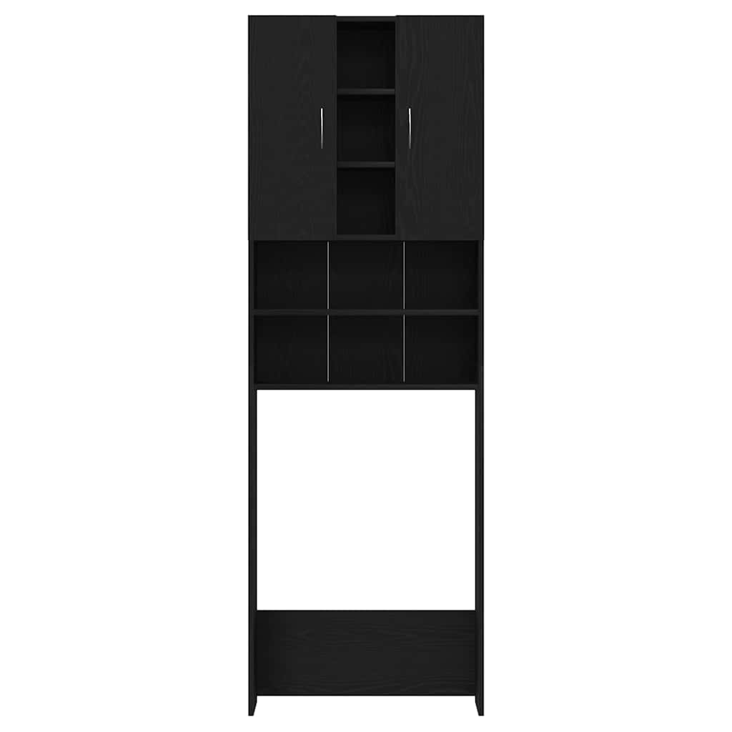 Wasmachinekast 64x25,5x190 cm zwart eikenkleur is nu te koop bij PeponiXL, paradijselijk wonen!