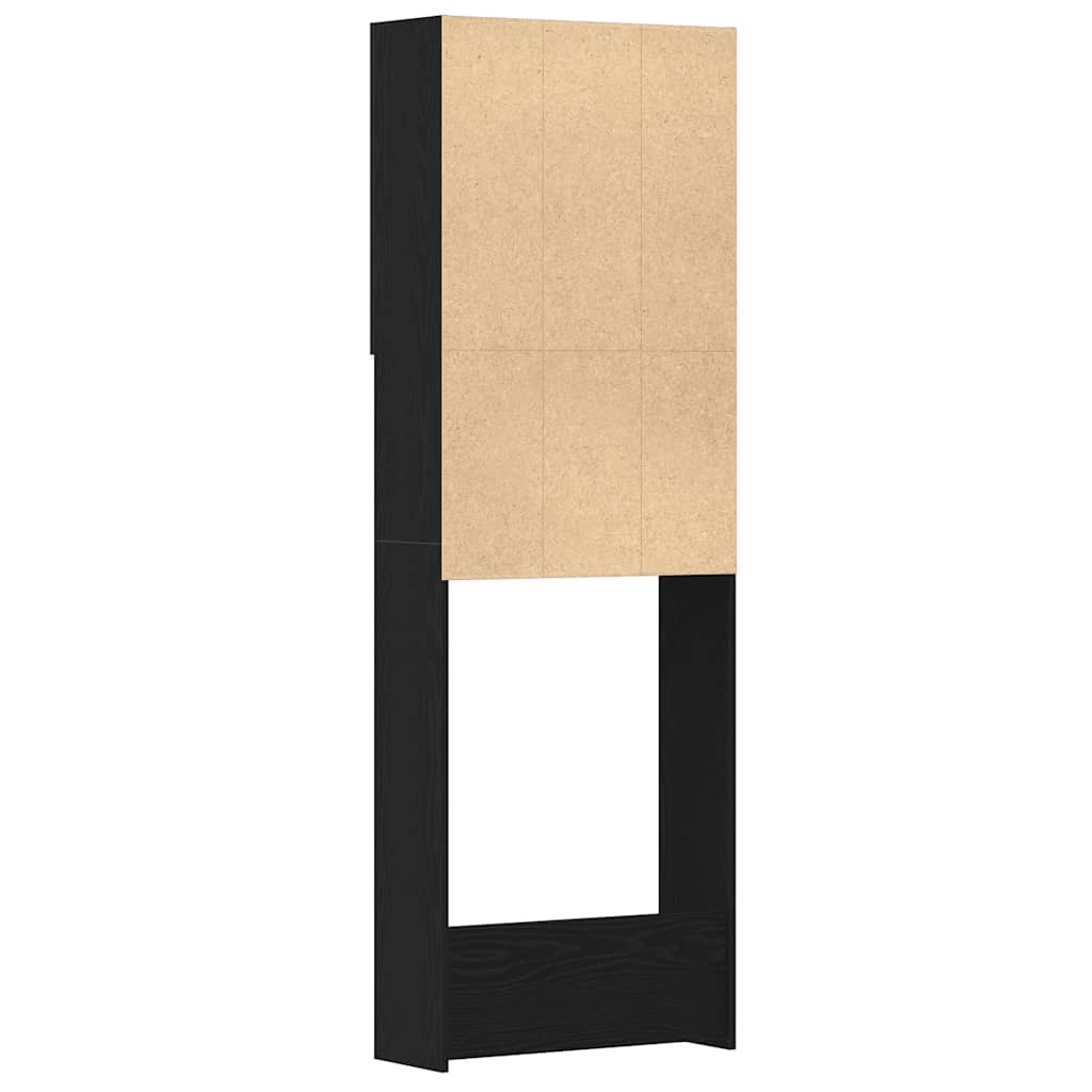 Wasmachinekast 64x25,5x190 cm zwart eikenkleur is nu te koop bij PeponiXL, paradijselijk wonen!