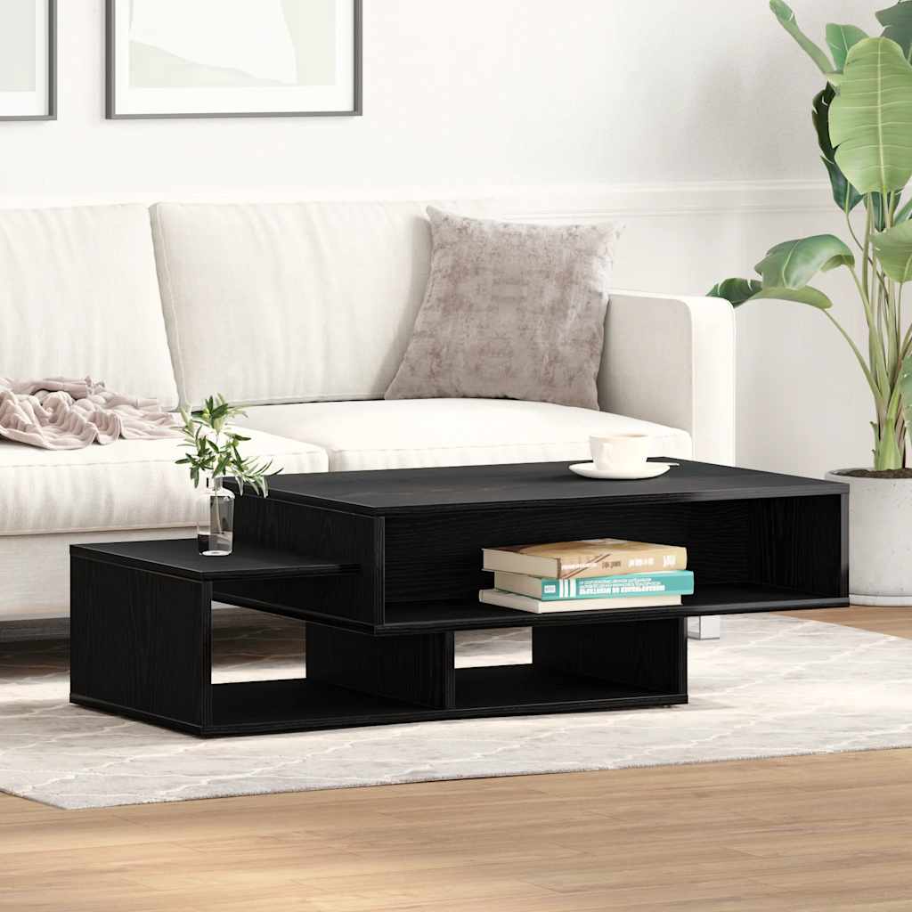 Salontafel 105x55x32 cm bewerkt hout zwart eikenkleur is nu te koop bij PeponiXL, paradijselijk wonen!
