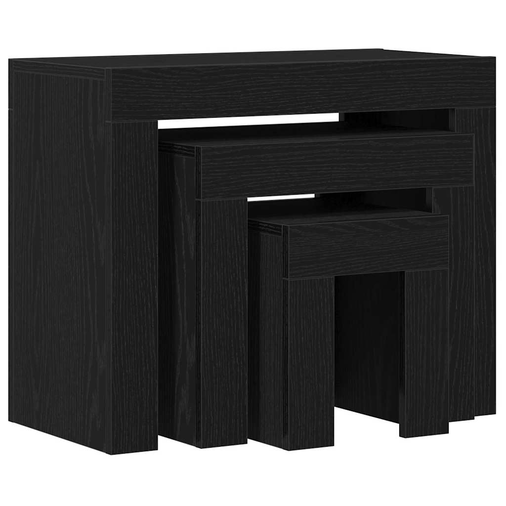 Nesttafels 3 pcs Zwart Eiken Bewerkt hout is nu te koop bij PeponiXL, paradijselijk wonen!