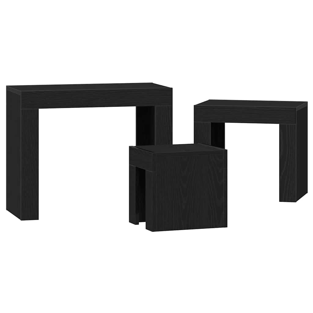Nesttafels 3 pcs Zwart Eiken Bewerkt hout is nu te koop bij PeponiXL, paradijselijk wonen!