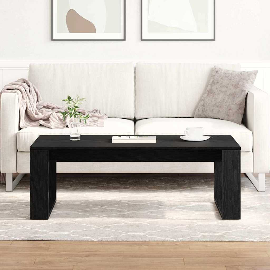 Salontafel Zwart Eiken 102 x 50 x 35 cm Bewerkt hout is nu te koop bij PeponiXL, paradijselijk wonen!