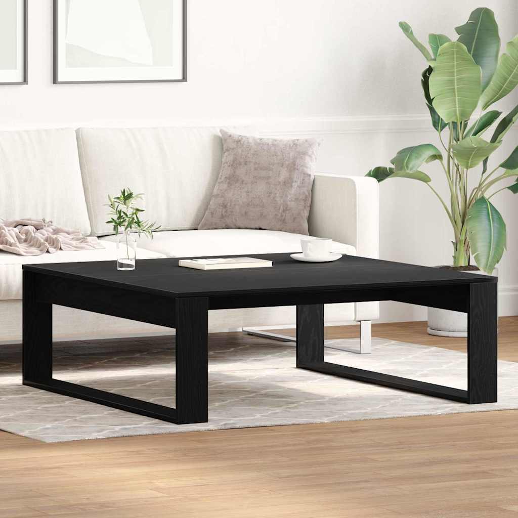 Salontafel Zwart Eiken 100 x 100 x 35 cm Bewerkt hout is nu te koop bij PeponiXL, paradijselijk wonen!