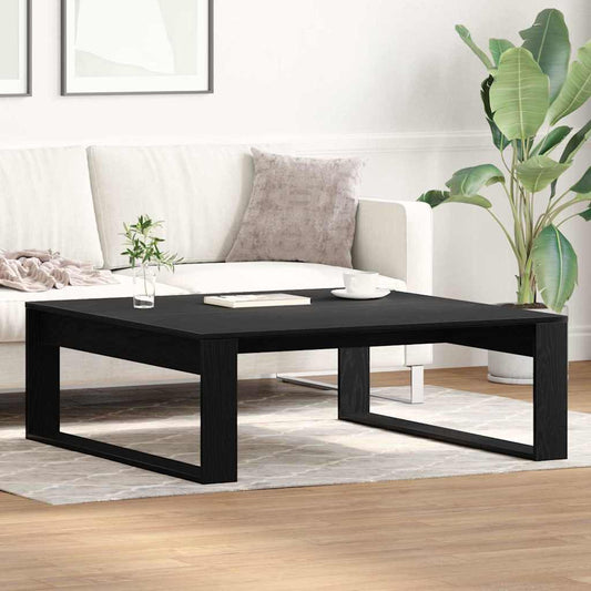 Salontafel Zwart Eiken 100 x 100 x 35 cm Bewerkt hout is nu te koop bij PeponiXL, paradijselijk wonen!