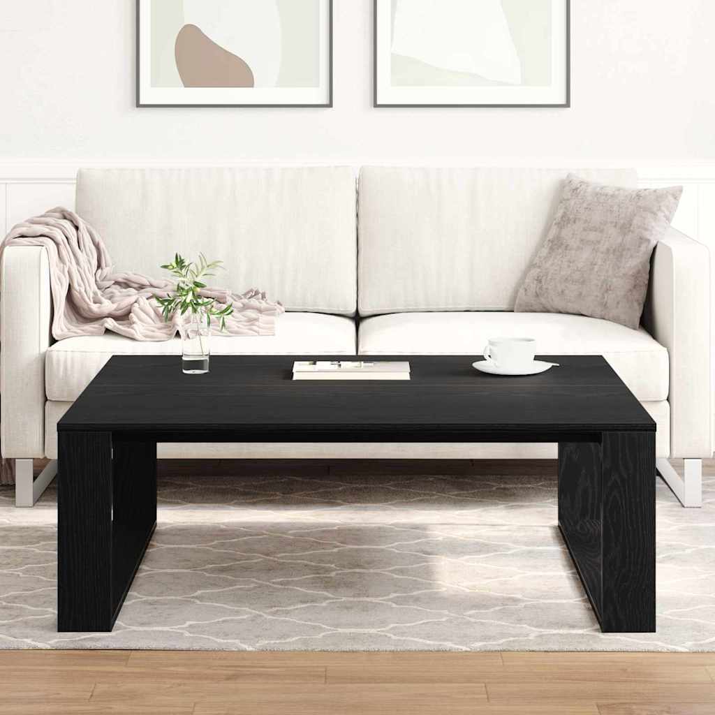 Salontafel Zwart Eiken 100 x 100 x 35 cm Bewerkt hout is nu te koop bij PeponiXL, paradijselijk wonen!