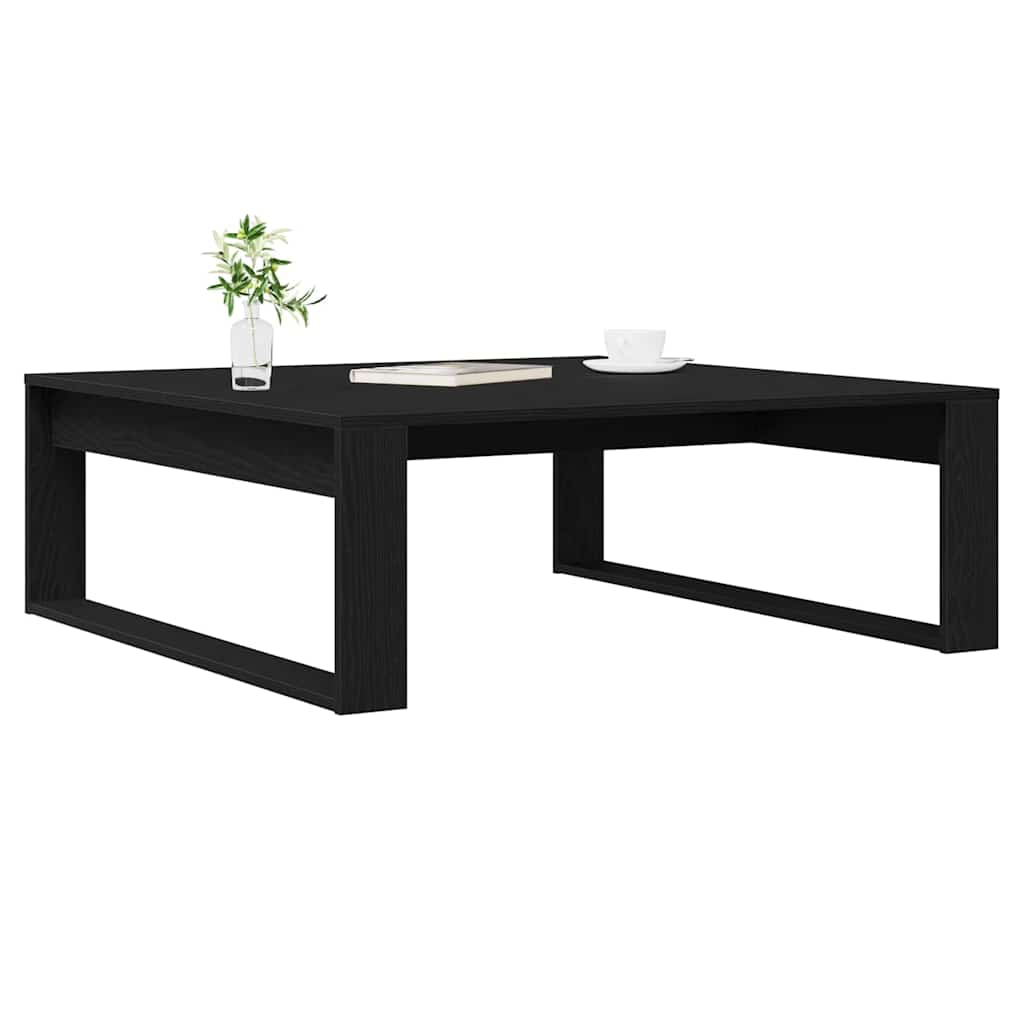 Salontafel Zwart Eiken 100 x 100 x 35 cm Bewerkt hout is nu te koop bij PeponiXL, paradijselijk wonen!
