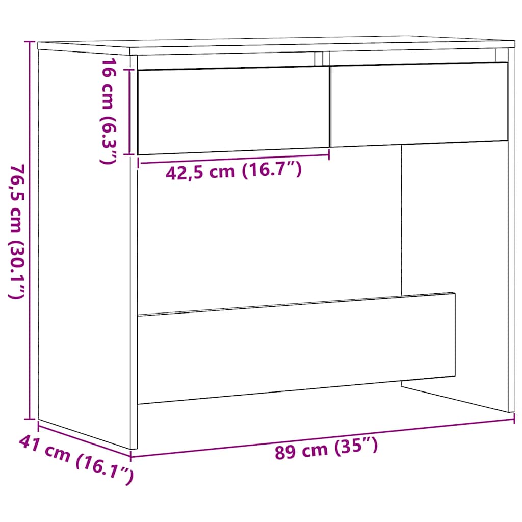 Wandtafel 89x41x76,5 cm spaanplaat zwart eikenkleurig is nu te koop bij PeponiXL, paradijselijk wonen!