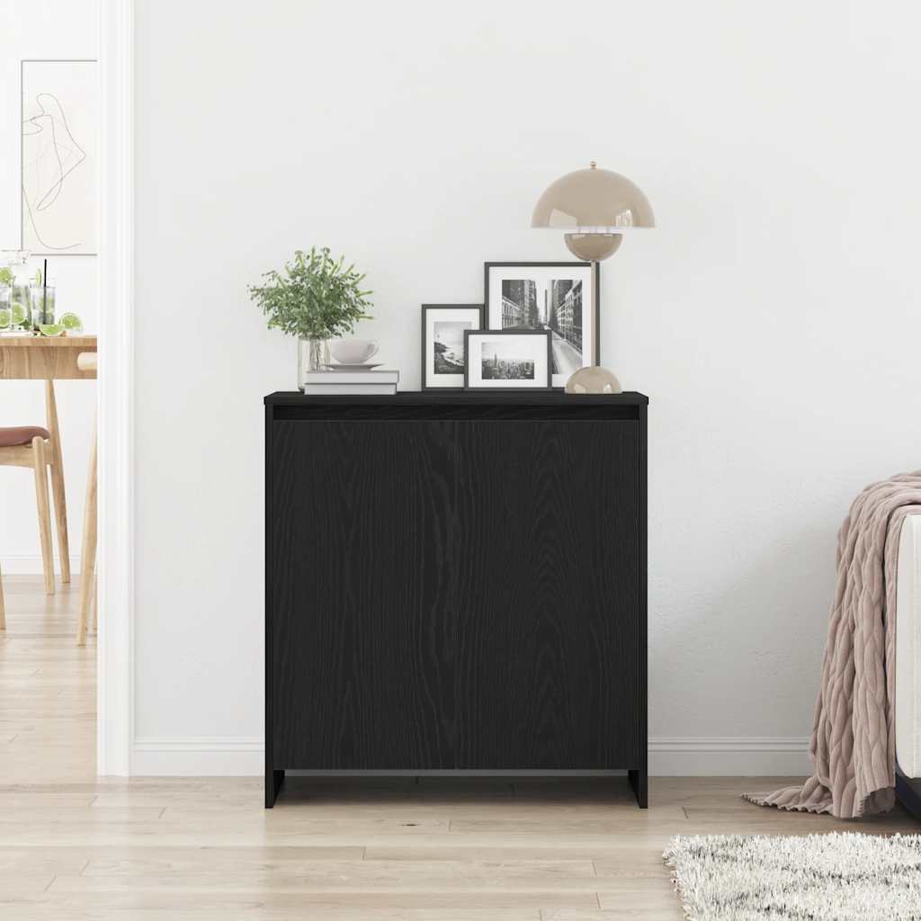 Dressoir zwart eiken 70x41x75 cm bewerkt hout is nu te koop bij PeponiXL, paradijselijk wonen!