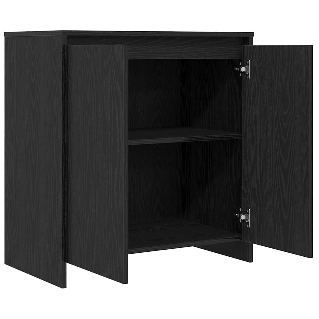 Dressoir zwart eiken 70x41x75 cm bewerkt hout is nu te koop bij PeponiXL, paradijselijk wonen!