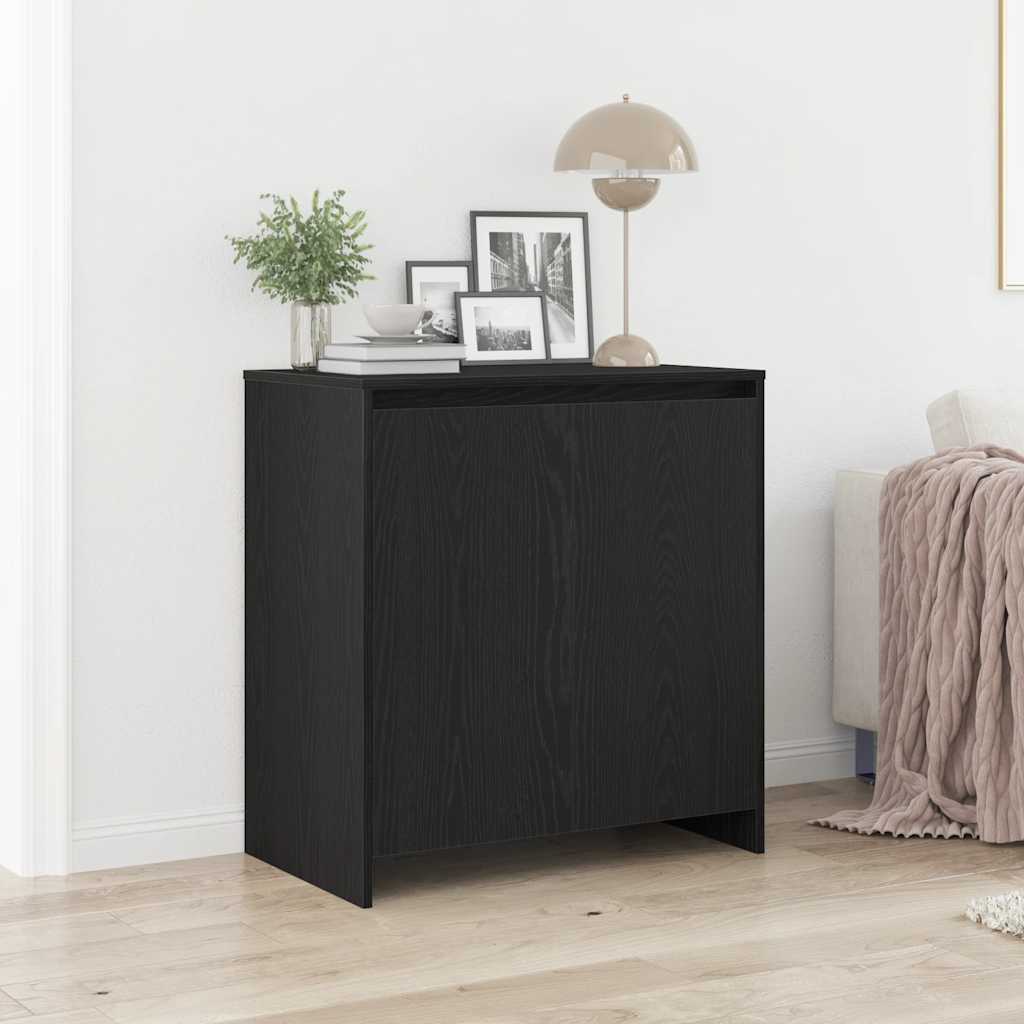 Dressoir zwart eiken 70x41x75 cm bewerkt hout is nu te koop bij PeponiXL, paradijselijk wonen!