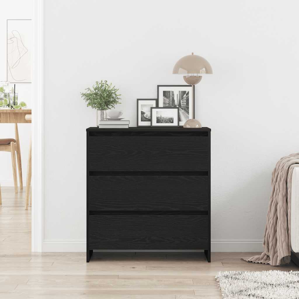 Dressoir 70x41x75 cm bewerkt hout zwart eikenkleur is nu te koop bij PeponiXL, paradijselijk wonen!