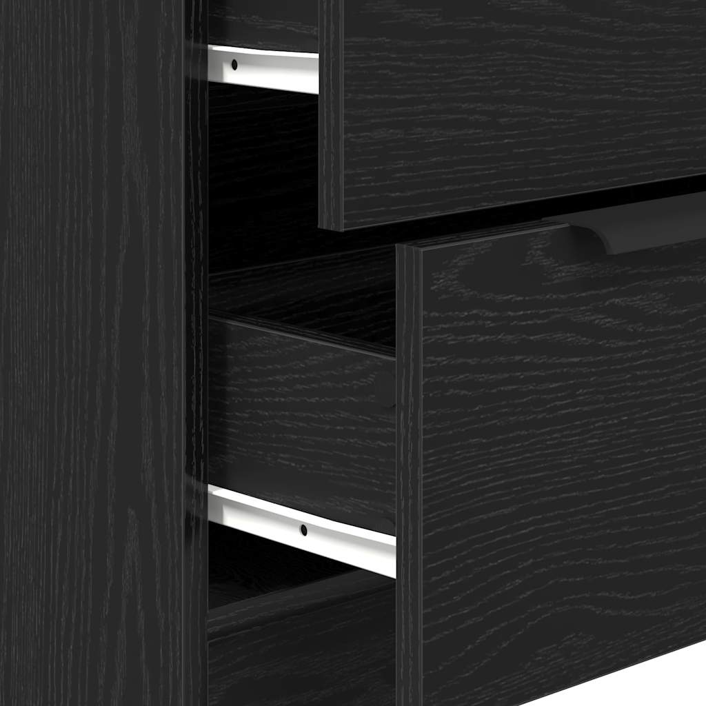Dressoir met lade Zwart Eiken 60 x 30 x 70 cm Bewerkt hout is nu te koop bij PeponiXL, paradijselijk wonen!