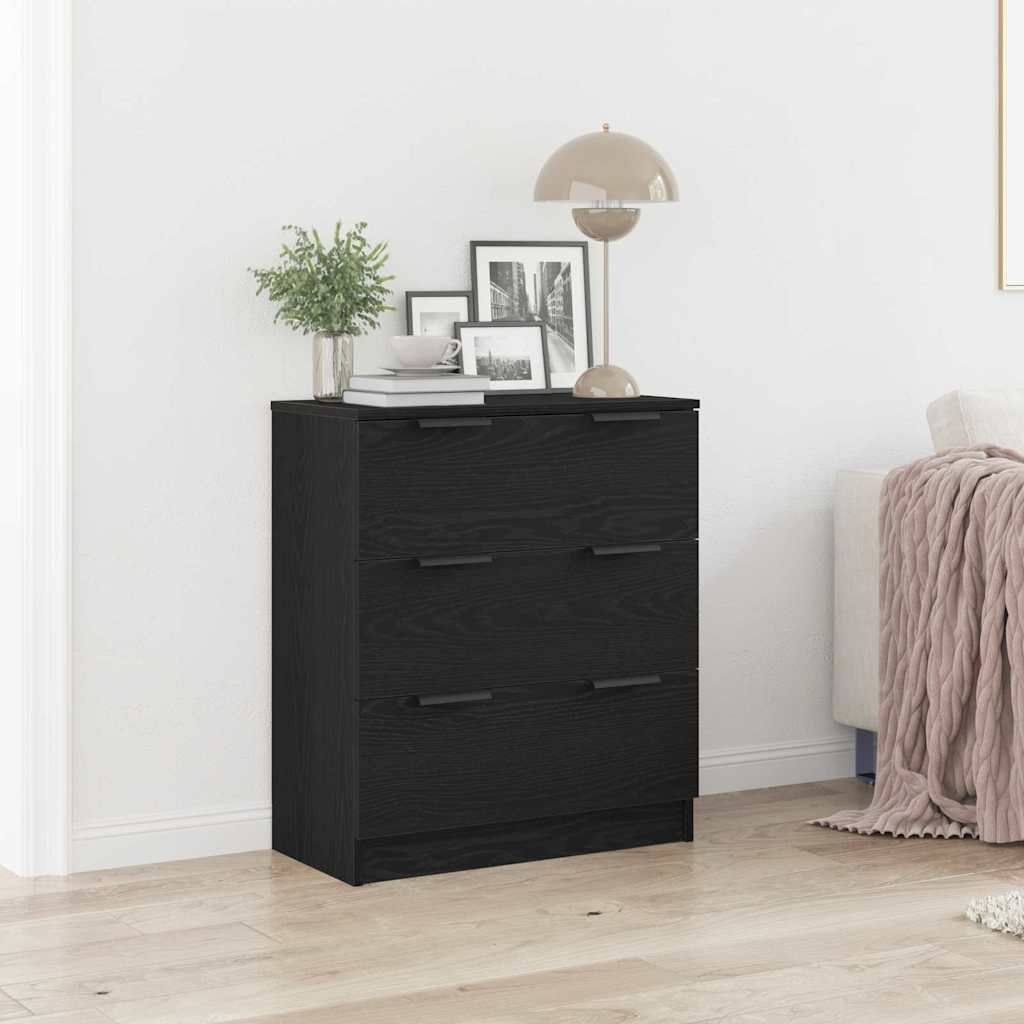 Dressoir met lade Zwart Eiken 60 x 30 x 70 cm Bewerkt hout is nu te koop bij PeponiXL, paradijselijk wonen!
