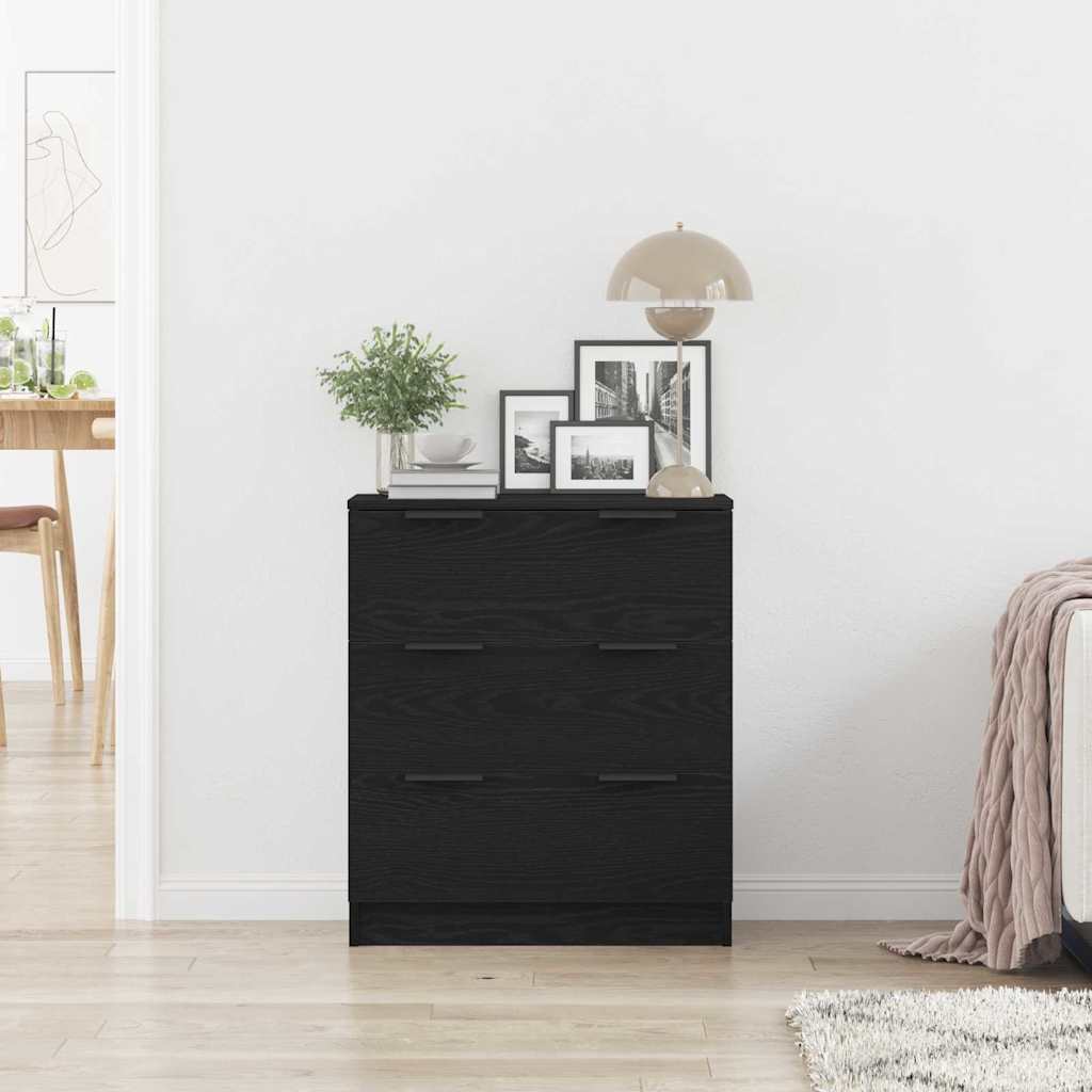 Dressoir met lade Zwart Eiken 60 x 30 x 70 cm Bewerkt hout is nu te koop bij PeponiXL, paradijselijk wonen!
